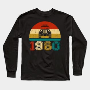 Vintage Jeep 1980 Birthday Jeep Gift Long Sleeve T-Shirt